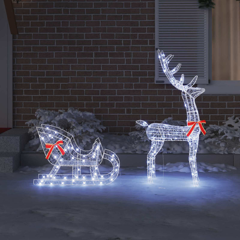 Chargez l'image dans la visionneuse de la galerie, Vidaxl rendier trek slede met 200 led koudwit 70 x 26 x 130 cm acryl

