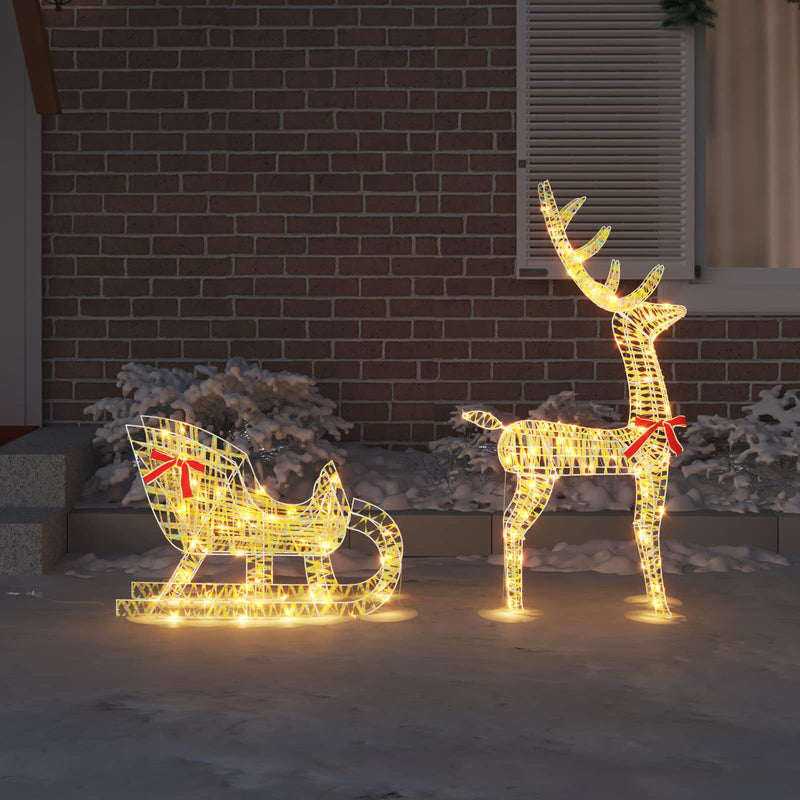 Chargez l'image dans la visionneuse de la galerie, Vidaxl rendier trek slede met 200 led warmwit 70 x 26 x 129 cm pet
