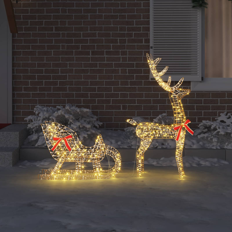 Chargez l'image dans la visionneuse de la galerie, Vidaxl rendier trek slede met 200 led warmwit 70 x 26 x 129 cm pet
