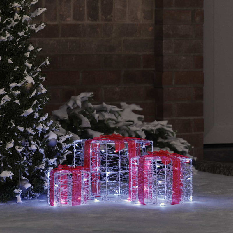 Chargez l'image dans la visionneuse de la galerie, Vidaxl cadeau doos met 60 led 3 pcs koudwit 20 x 20 x 20 cm acryl
