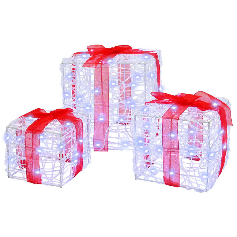 Chargez l'image dans la visionneuse de la galerie, Vidaxl cadeau doos met 60 led 3 pcs koudwit 20 x 20 x 20 cm acryl
