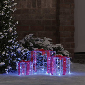 Vidaxl cadeau doos met 60 led 3 pcs blauw 20 x 20 x 20 cm acryl