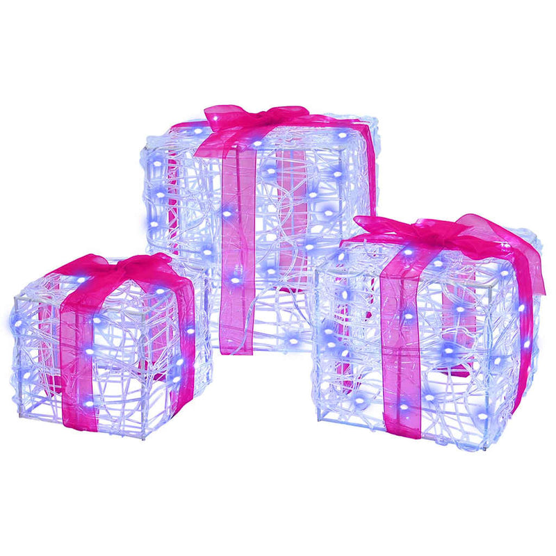 Chargez l'image dans la visionneuse de la galerie, Vidaxl cadeau doos met 60 led 3 pcs blauw 20 x 20 x 20 cm acryl
