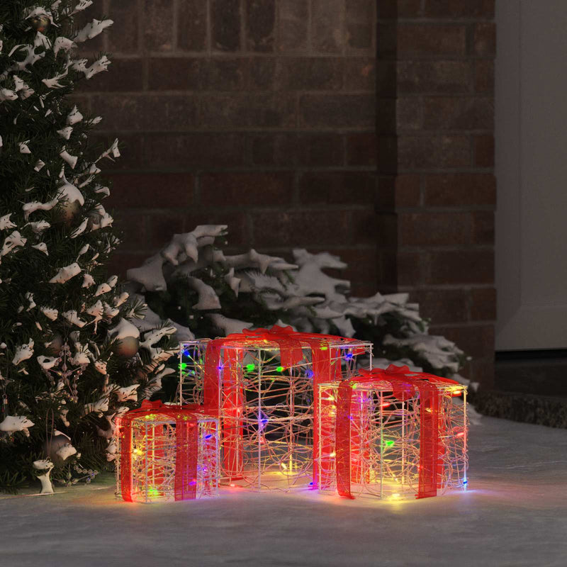 Chargez l'image dans la visionneuse de la galerie, Vidaxl cadeau doos met 60 led 3 pcs multikleur 20 x 20 x 20 cm acryl
