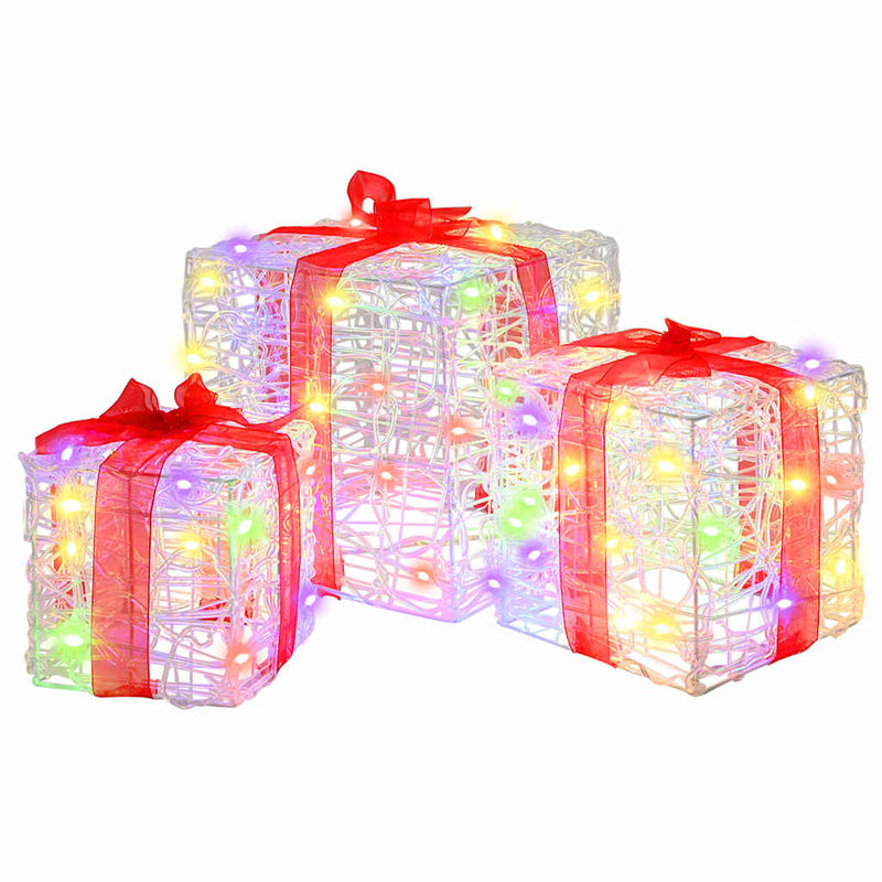 Chargez l'image dans la visionneuse de la galerie, Vidaxl cadeau doos met 60 led 3 pcs multikleur 20 x 20 x 20 cm acryl
