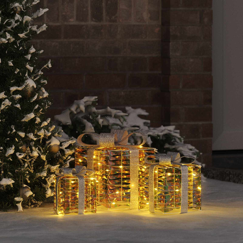 ギャラリービューアに画像をロードする, Vidaxl cadeau doos met 60 led 3 pcs warmwit 20 x 20 x 20 cm pet
