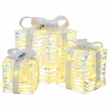 Vidaxl cadeau doos met 60 led 3 pcs warmwit 20 x 20 x 20 cm pet