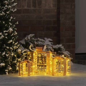 Vidaxl cadeau doos met 60 led 3 pcs warmwit 20 x 20 x 20 cm pet