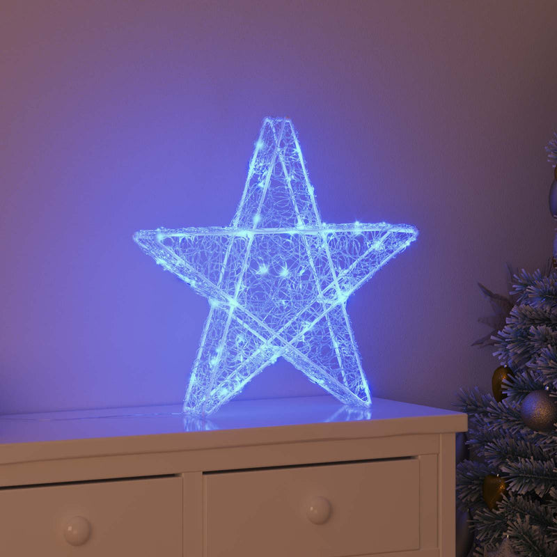 Chargez l'image dans la visionneuse de la galerie, Vidaxl 3d ster met 50 led blauw 55 x 53,5 x 10 cm acryl
