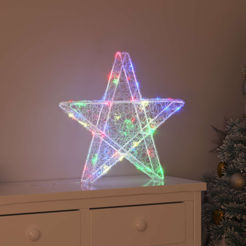 Chargez l'image dans la visionneuse de la galerie, Vidaxl 3d ster met 50 led multikleur 55 x 53,5 x 10 cm acryl
