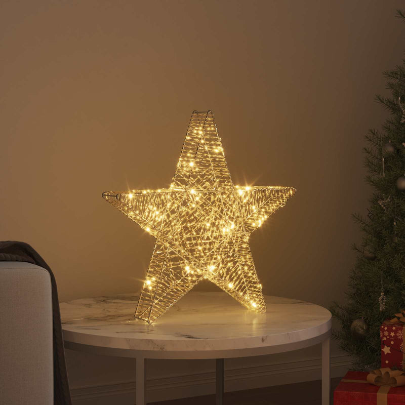 ギャラリービューアに画像をロードする, Vidaxl 3d ster met 50 led warmwit 55 x 52.5 x 9 cm pet
