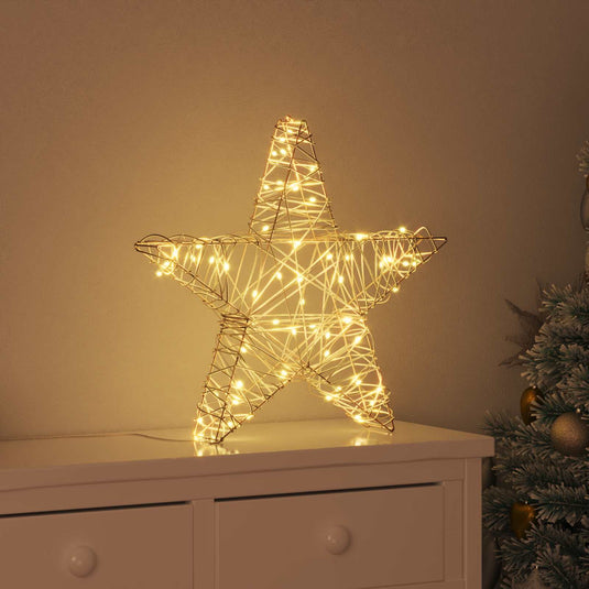 Vidaxl 3d ster met 50 led warmwit 55 x 52.5 x 9 cm rattan
