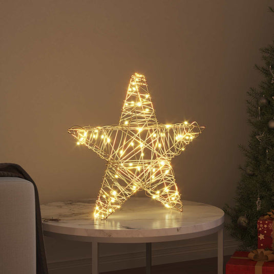 Vidaxl 3d ster met 50 led warmwit 55 x 52.5 x 9 cm rattan