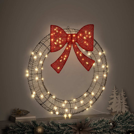 Vidaxl krans met 80 led warmwit 91 x 91 x 9 cm rattan