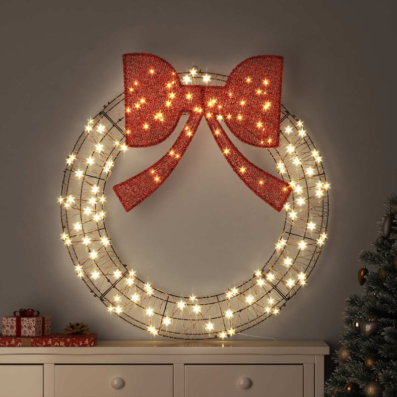 ギャラリービューアに画像をロードする, Vidaxl krans met 150 led warmwit 121 x 121 x 10 cm rattan
