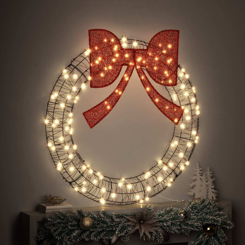 ギャラリービューアに画像をロードする, Vidaxl krans met 150 led warmwit 121 x 121 x 10 cm rattan
