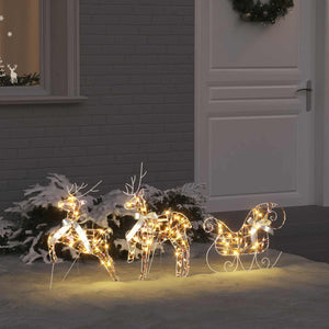 Vidaxl led rendieren met 60 led 3 pcs warmwit pet