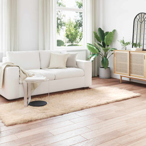 Vidaxl nep schapenvacht tapijt tafalla beige 80 x 250 cm polyester