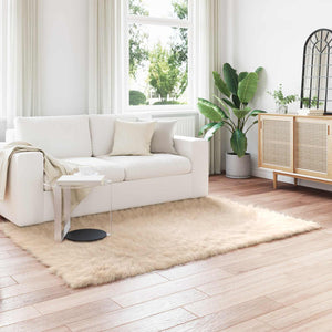 Vidaxl nep schapenvacht tapijt tafalla beige 140 x 200 cm polyester