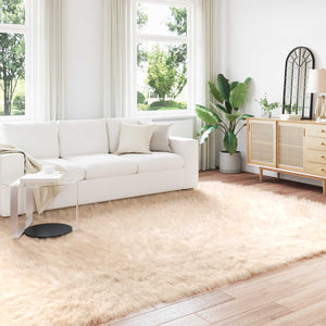 Vidaxl nep schapenvacht tapijt tafalla beige 200 x 280 cm polyester