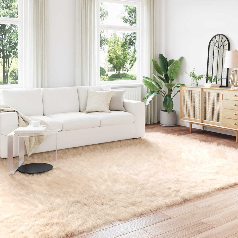 Chargez l'image dans la visionneuse de la galerie, Vidaxl nep schapenvacht tapijt tafalla beige 240 x 340 cm polyester

