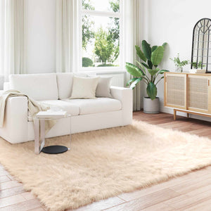 Vidaxl nep schapenvacht tapijt tafalla beige 200 x 200 cm polyester