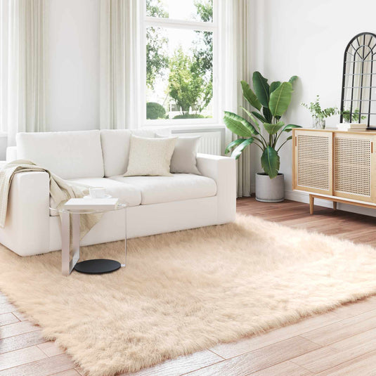Vidaxl nep schapenvacht tapijt tafalla beige 240 x 240 cm polyester
