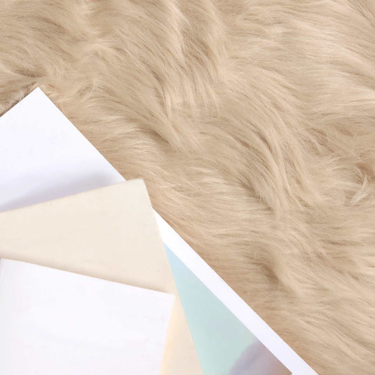 Vidaxl nep schapenvacht tapijt tafalla beige 240 x 240 cm polyester