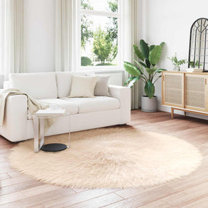 Vidaxl nep schapenvacht tapijt tafalla beige ø 200 cm polyester