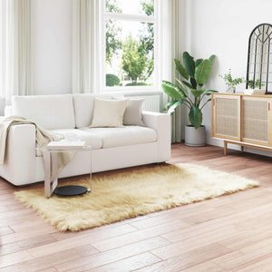 Vidaxl nep schapenvacht tapijt tafalla crème 100 x 200 cm polyester