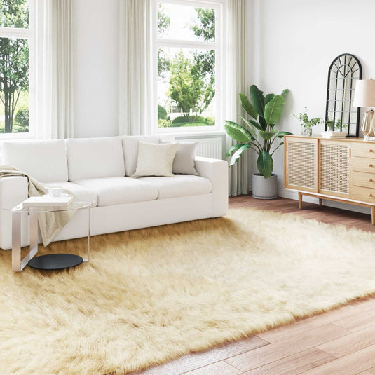 Vidaxl nep schapenvacht tapijt tafalla crème 240 x 340 cm polyester