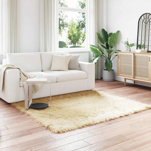 Vidaxl nep schapenvacht tapijt tafalla crème 160 x 160 cm polyester