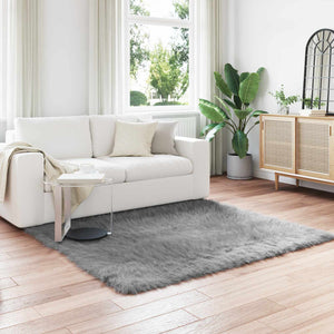 Vidaxl nep schapenvacht tapijt tafalla grijs 160 x 160 cm polyester