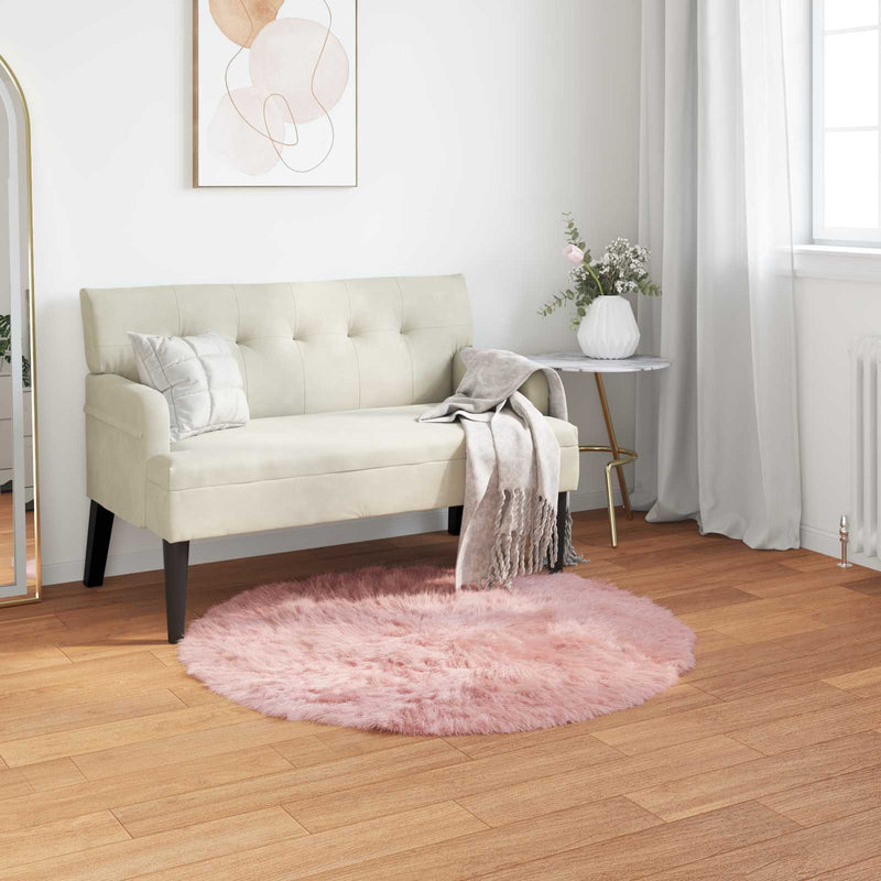 Afbeelding laden in galerijviewer, Vidaxl nep schapenvacht tapijt tafalla roze ø 100 cm polyester
