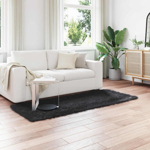 Vidaxl nep schapenvacht tapijt tafalla zwart 80 x 200 cm polyester