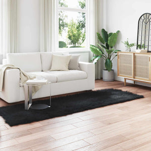 Vidaxl nep schapenvacht tapijt tafalla zwart 80 x 250 cm polyester