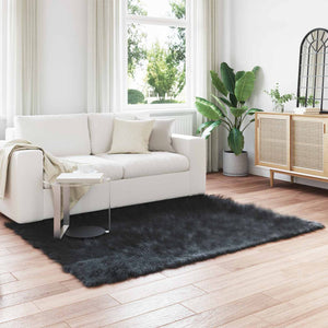 Vidaxl nep schapenvacht tapijt tafalla zwart 160 x 230 cm polyester