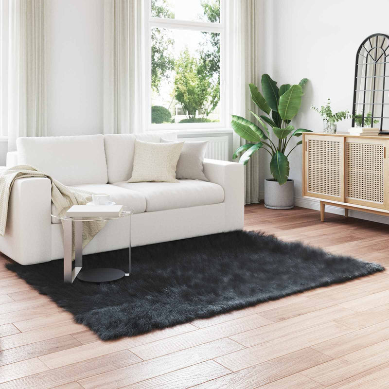 Afbeelding laden in galerijviewer, Vidaxl nep schapenvacht tapijt tafalla zwart 160 x 230 cm polyester
