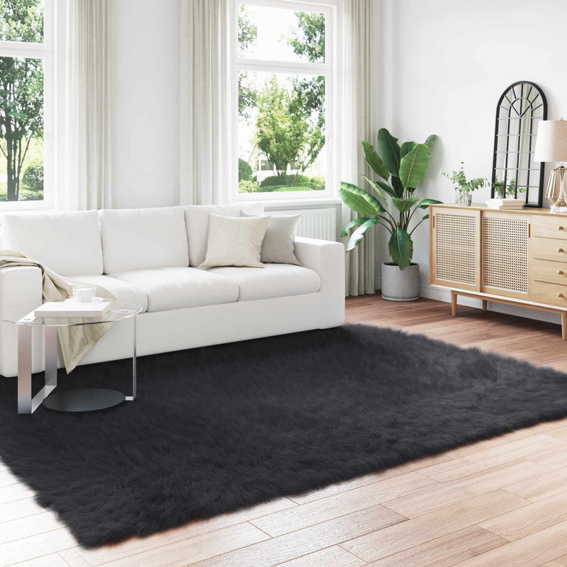 Afbeelding laden in galerijviewer, Vidaxl nep schapenvacht tapijt tafalla zwart 200 x 280 cm polyester
