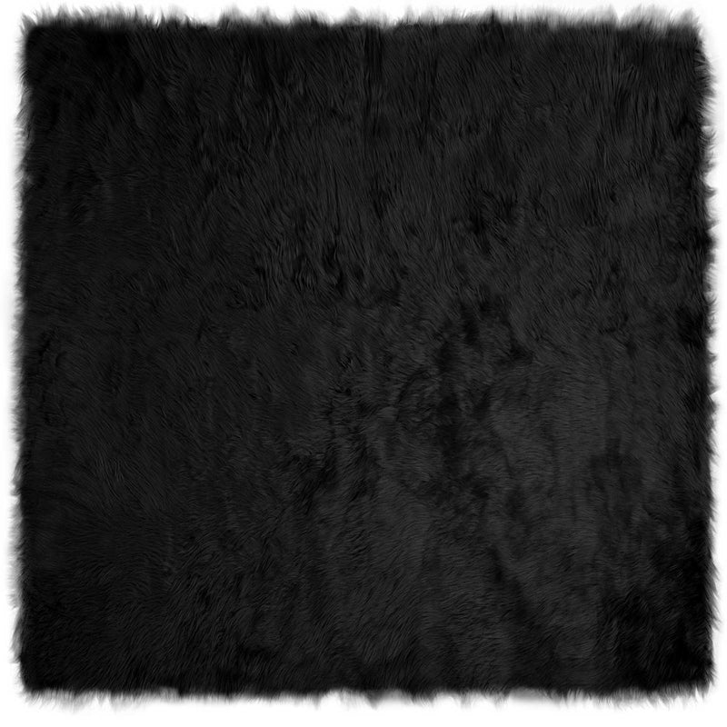ギャラリービューアに画像をロードする, Vidaxl nep schapenvacht tapijt tafalla zwart 120 x 120 cm polyester
