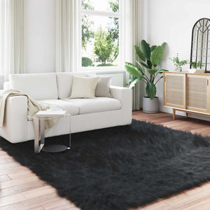 Vidaxl nep schapenvacht tapijt tafalla zwart 200 x 200 cm polyester