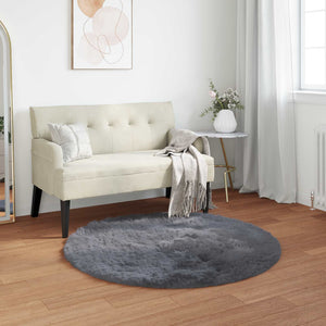Vidaxl nep schapenvacht tapijt tafalla antraciet ø 120 cm polyester