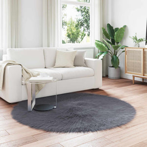 Vidaxl nep schapenvacht tapijt tafalla antraciet ø 160 cm polyester