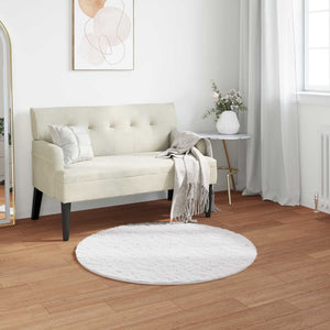 Vidaxl nep konijnenbont tapijt olite wit ø 120 cm polyester