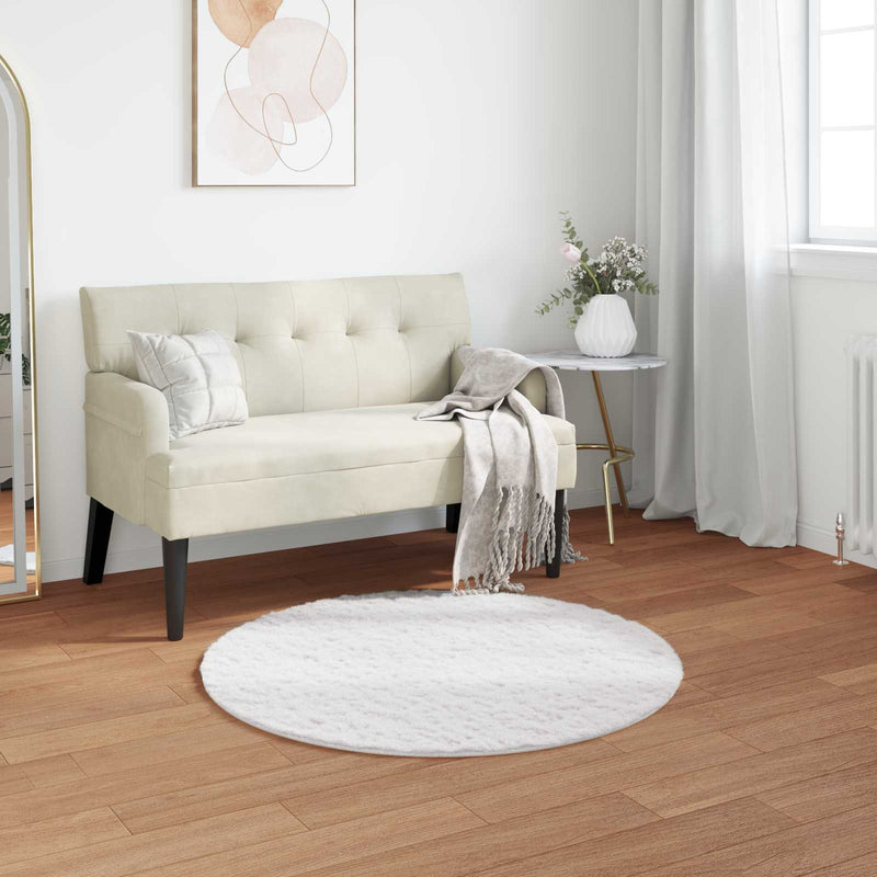Chargez l'image dans la visionneuse de la galerie, Vidaxl nep konijnenbont tapijt olite wit ø 120 cm polyester
