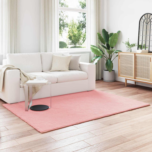 Vidaxl nep konijnenbont tapijt olite roze 140 x 200 cm polyester