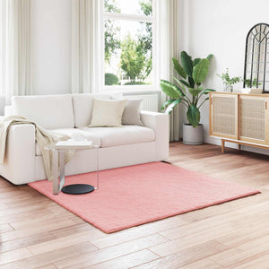 Vidaxl nep konijnenbont tapijt olite roze 120 x 120 cm polyester