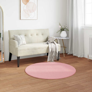 Vidaxl nep konijnenbont tapijt olite roze ø 80 cm polyester