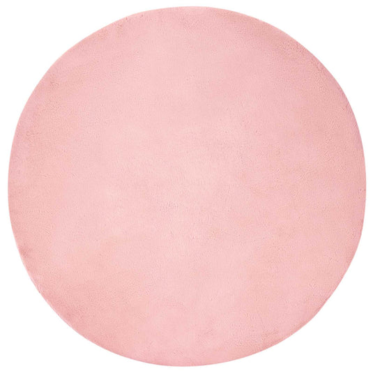 Vidaxl nep konijnenbont tapijt olite roze ø 200 cm polyester