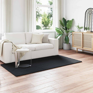 Vidaxl nep konijnenbont tapijt olite zwart 80 x 200 cm polyester